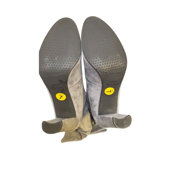 Stuart Weitzman Suede Over-The-Knee Boots Grey With Block Heel & Tie Closure Siz - Picture 11 of 14